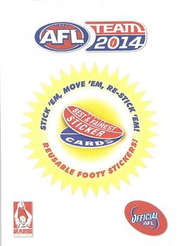 2014 Team Zone AFL Team - Best & Fairest Stickers (Herald Sun) #3 Kade Simpson Back